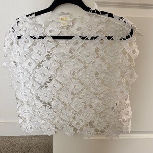 Maeve- Anthropology White Floral Shell Top: One Size.